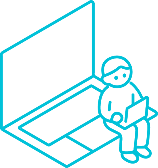 パソコンに乗る小さな人間