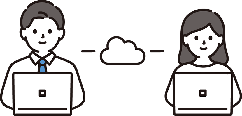 パソコンを使う人物のイラスト