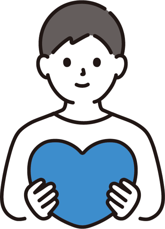男性がハートを持っている
